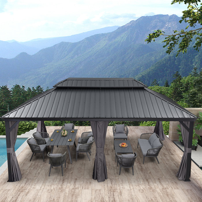 Purple Leaf 20 Ft. W x 12 Ft. D Metal Patio Gazebo & Reviews | Wayfair